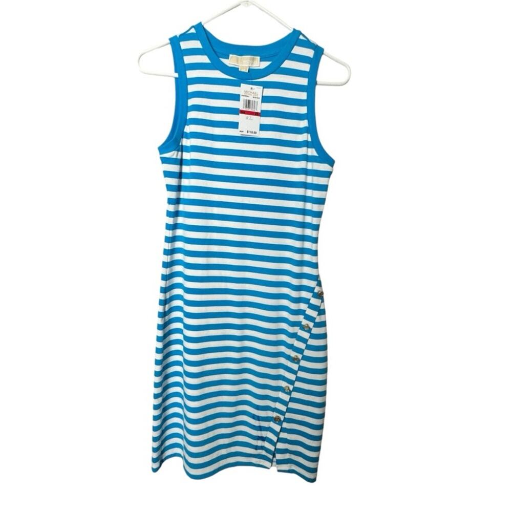 Michael Kors Women's Short Sleeve Blue & White Stripe Dress  Sz XS